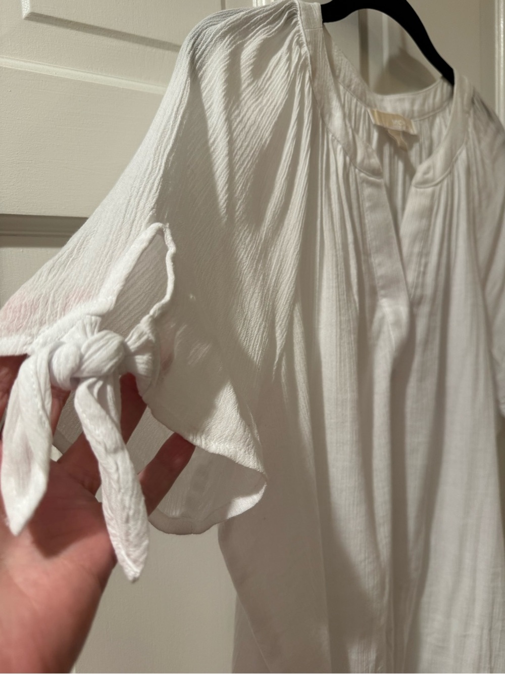 Michael Kors White Gauze Split-Neck Pullover Tunic - Picture 3 of 4